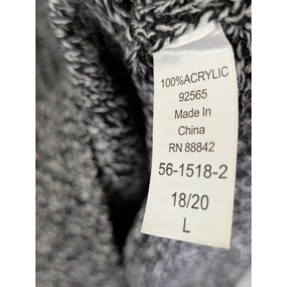 Woman Within Cardigan Sweater Plus Size L 18/20 Zip Up Long Sleeve Black White - Picture 7 of 7